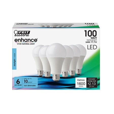 Feit Electric Feit Enhance A21 E26 (Medium) LED Bulb Daylight 100 Watt Equivalence 6 pk OM100950CA1056